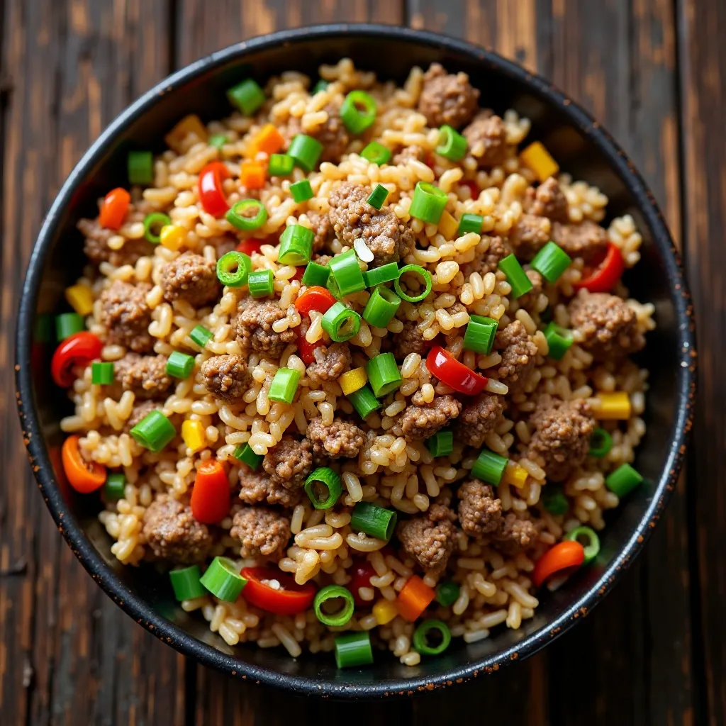 Asian-Style Ground Beef Fried Rice