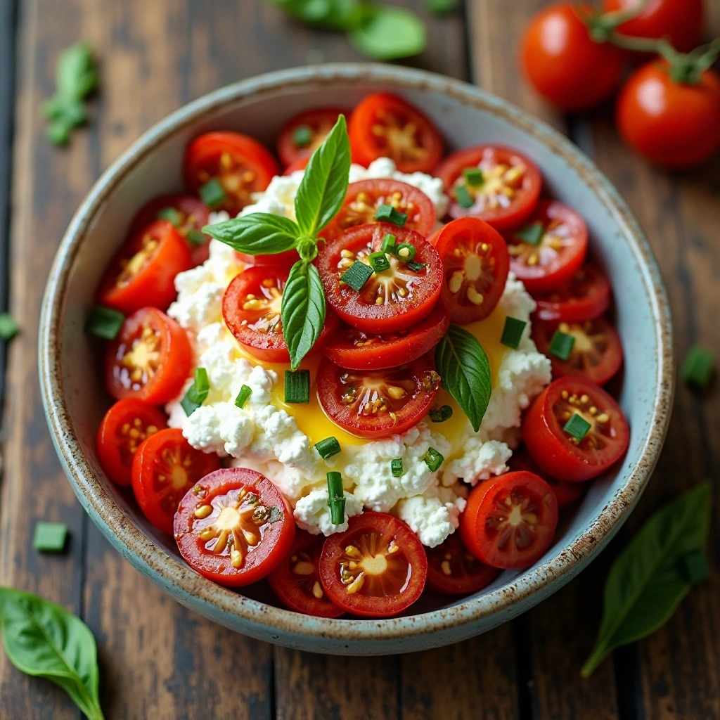 Cottage Cheese with Cherry Tomatoes and Herbs