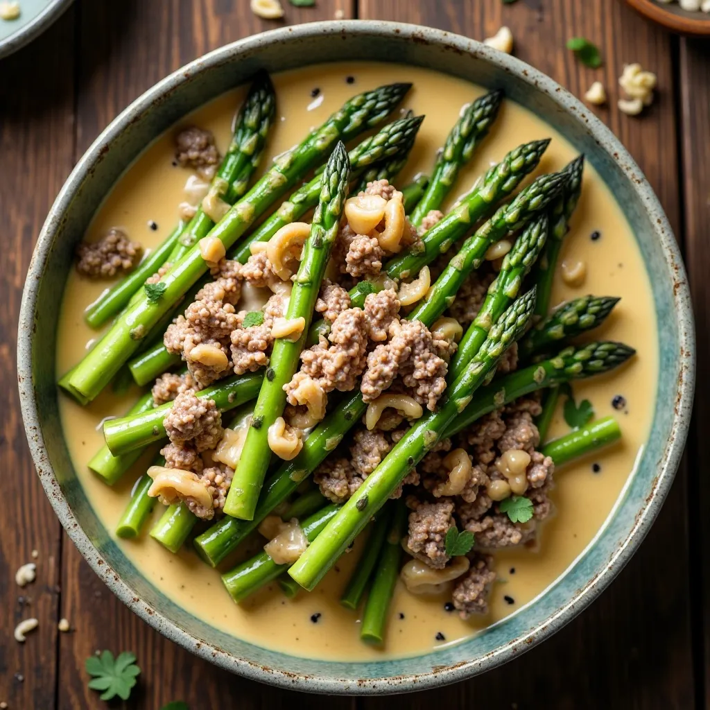 Creamy Garlic Beef and Asparagus