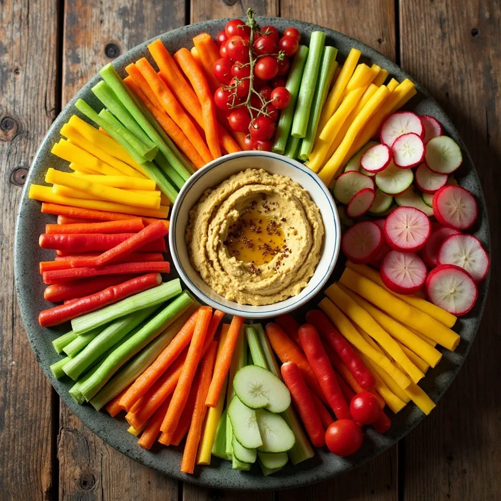 Hummus Three Ways with Veggie Crudités