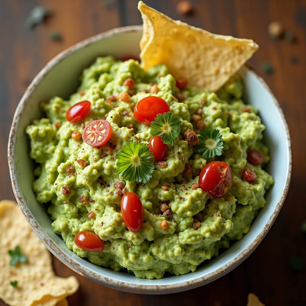 Spicy Guacamole with Homemade Chips
