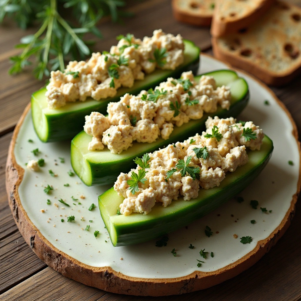 Tuna Salad Cucumber Boats